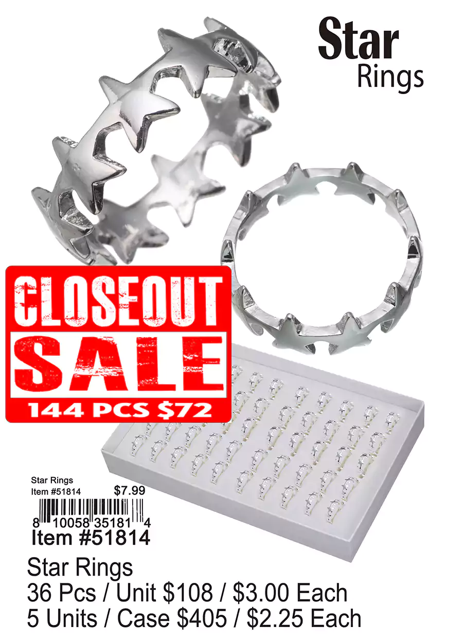 Star Rings - Closeout 144 Pcs.